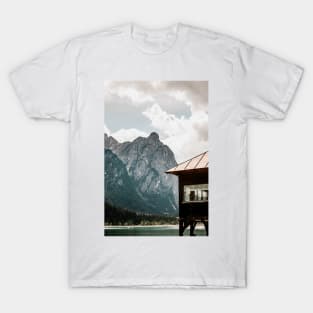 Lake House in the Mountains Landscape T-Shirt